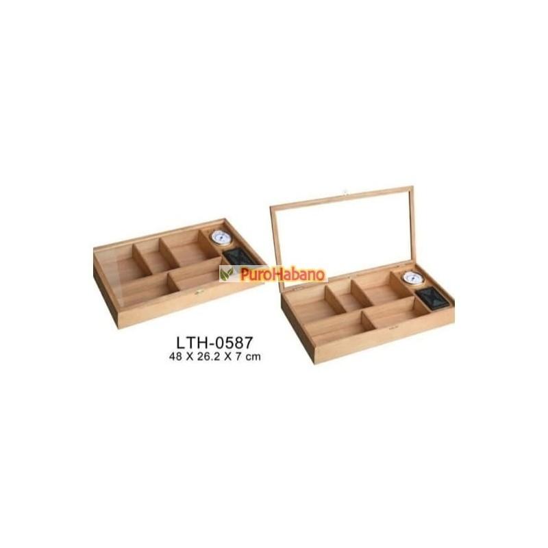 Humidor Madera con Tapa de Vidrio para Habanos Puros y Cigarros